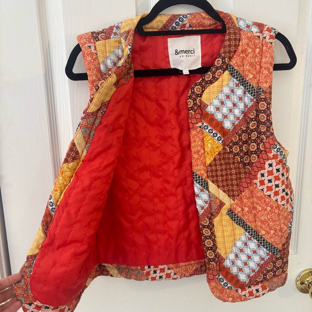 Patchwork Quilted Vest Grannycore Cottagecore Cozy - image 3